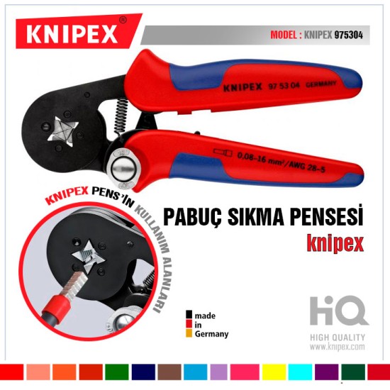 Knipex 975304 Tel yüksükler için Kendinden Ayarlı Sıkma Pensesi Yandan erişimli