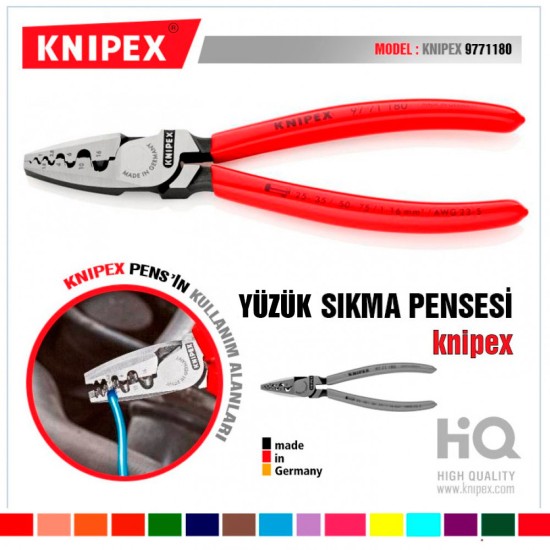 Knipex 9771180 Tel yüksükler için Sıkma Pensesi