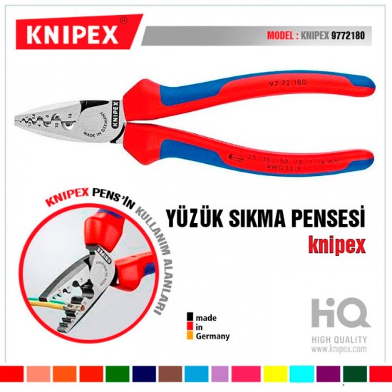 Knipex 9772180 Tel yüksükler için Sıkma Pensesi