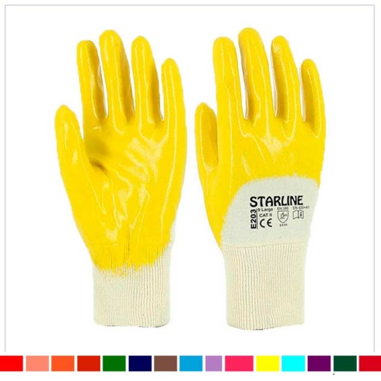 Starline E203 Nitril Sarı İş (İnşaat) Eldiveni (9L)