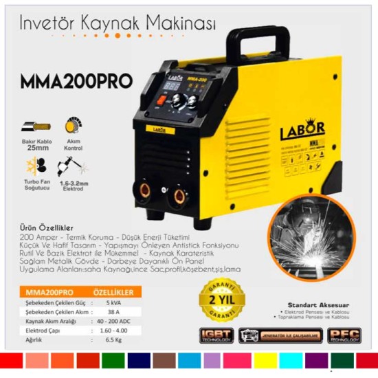Labor (MMA200Pro) Invetör Kaynak Makinası